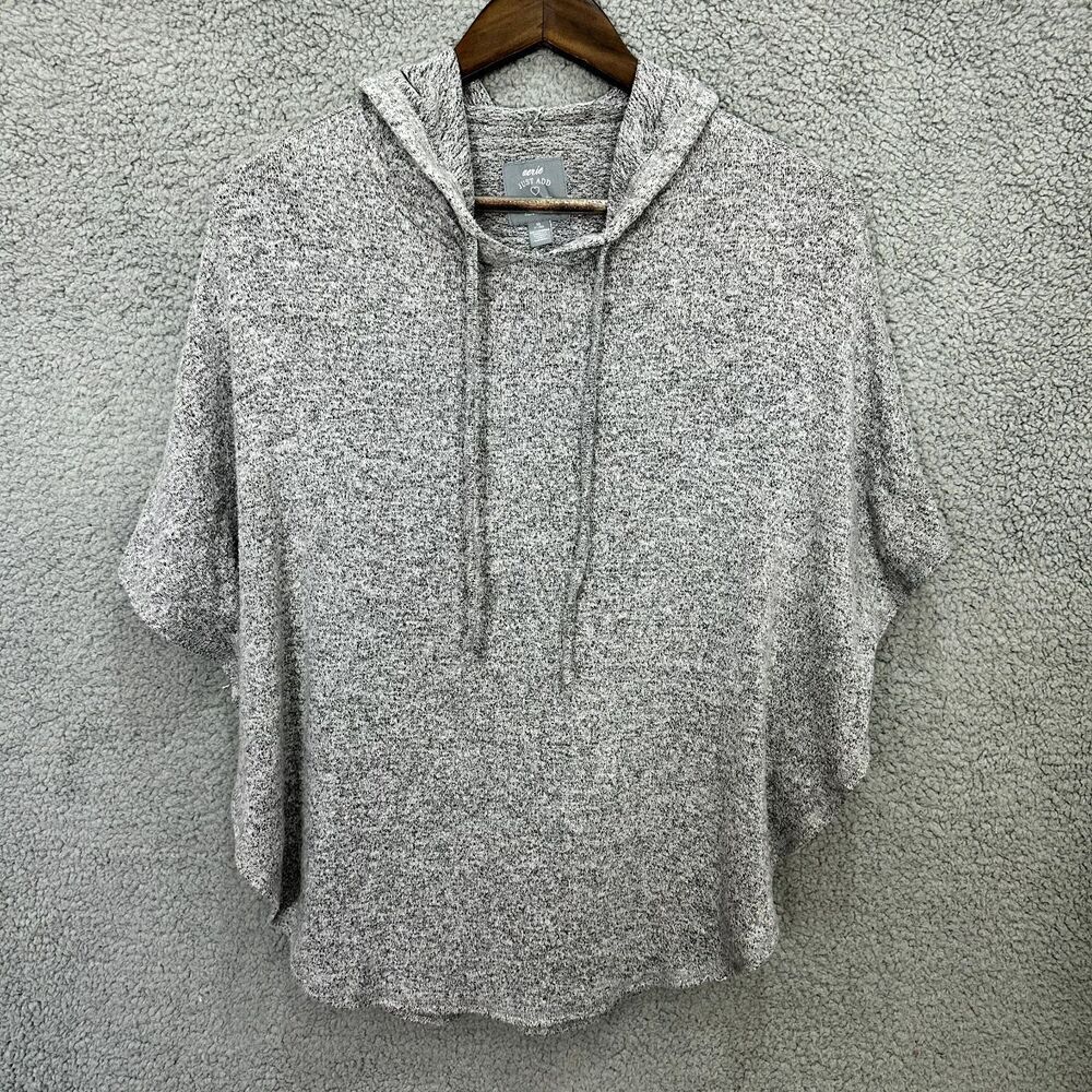 Aerie poncho top womens XS heather gray hooded light weight cozy comfy lounge